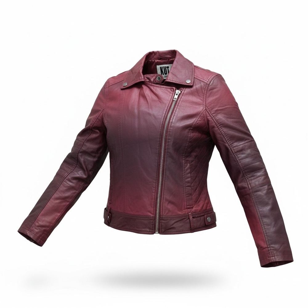 Kut from the Kloth Rare Burgundy Faux Leather Jacket